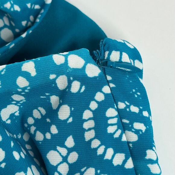 Evan Picone Teal/White Abstract Print Sleeveless Dress Stretch Womens Size 8 - Picture 11 of 11